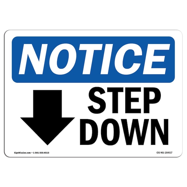 Sign, 3.5" H, Step Down (Down Arrow) Sign With Symbol, Landscape, NS-D-35-L-18457-10PK